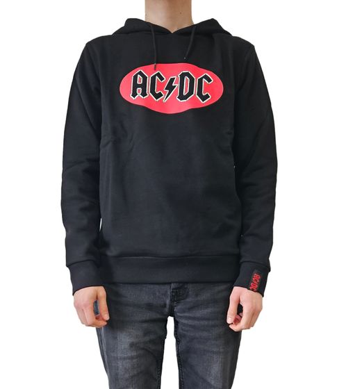 COURSE Herren ACDC Kapuzen-Pullover schlichter Baumwoll-Pullover Sweat-Hoodie Langarm-Shirt 4847 Schwarz/Rot