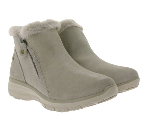 SKECHERS Women's Easy Going High Zip 2 Ankle Boots with Air-Cooled Memory Foam Winter Shoes 168042 Beige