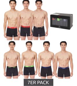 Lot de 7 boxers pour homme LEVI`S en coton avec des accents colorés sur la ceinture dans un coffret cadeau 701225625 001 Noir/Vert/Bleu/Rouge