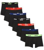 7er Pack LEVI`S Herren Boxershorts Baumwoll-Unterwäsche mit farblichen Akzenten am Bund in Geschenkbox 701225625 001 Schwarz/Grün/Blau/Rot