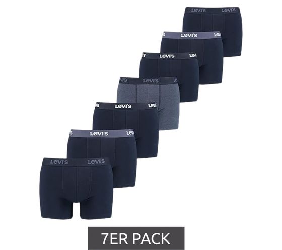 7er Pack LEVI`S Herren Boxershorts Baumwoll-Unterwäsche mit farblichen Akzenten am Bund in Geschenkbox 701225625 002 Blau/Weiß