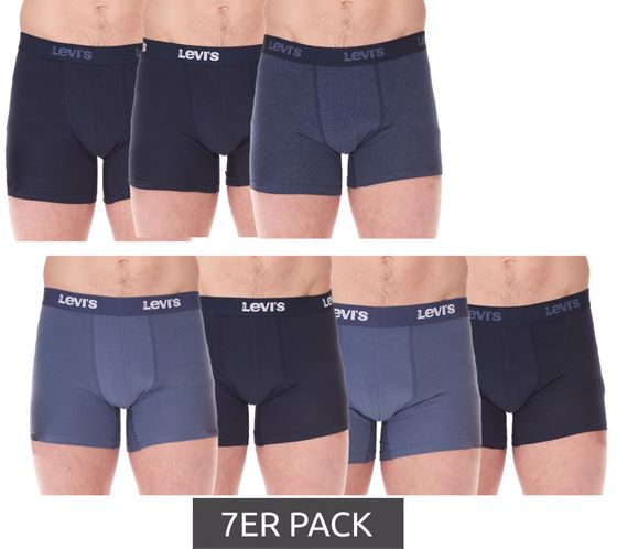 Pack de 7 calzoncillos tipo bóxer de algodón para hombre de LEVI`S con detalles de colores en la cinturilla en caja de regalo 701225625 002 Azul/Blanco