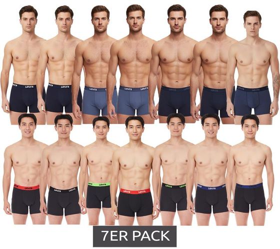 Lot de 7 boxers en coton pour homme LEVI'S avec accents colorés sur la ceinture dans un coffret cadeau 701225625 Noir ou Bleu