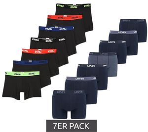 7er Pack LEVI`S Herren Boxershorts Baumwoll-Unterwäsche mit farblichen Akzenten am Bund in Geschenkbox 701225625 Schwarz oder Blau