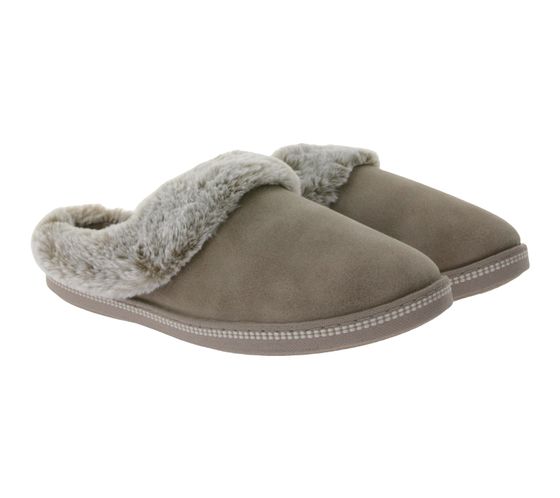 SKECHERS Cozy Campfire - Lovely Life Damen Pantolette kuschelige Hausschuhe mit Memory Foam 167625 Beige