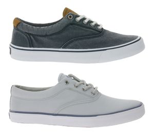 SPERRY Striper II CVO Core SW or SeaCycled Men's Canvas Sneaker with Wave Siping Technology Lace-Up Shoes Navy or Grey