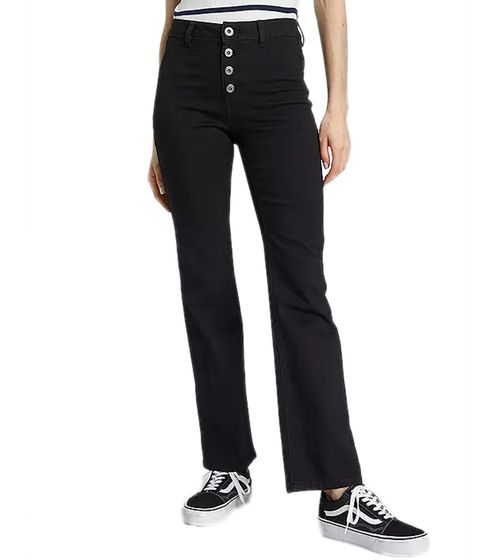 AjC Jeans a vita alta da donna Pantaloni in cotone Pantaloni bootcut con bottoni Dettagli 57517842 Nero