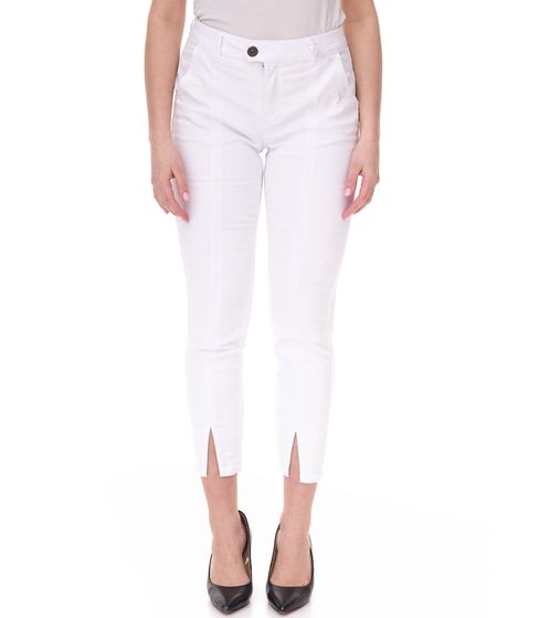 Pantalones ajustados para mujer AjC Jeans con largo hasta el tobillo y abertura 41050410 Blanco