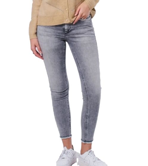 ONLY ONLBLUSH Jean Skinny pour Femme Pantalon 7/8 avec Rayures Galon 85315114 Gris Clair