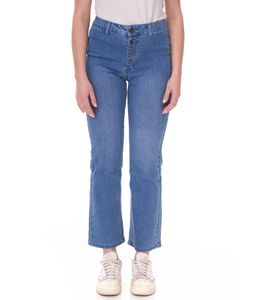 AjC women's high waist jeans cotton pants bootcut pants with button details 57009102 blue AjC women's high waist jeans cotton pants bootcut pants with button details 57009102 blue