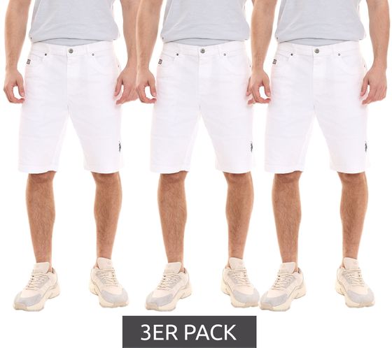 3er Pack U.S. POLO ASSN. Abel Herren Chino-Shorts nachhaltige Baumwoll-Bermuda 157 59799 52940 401 Weiß