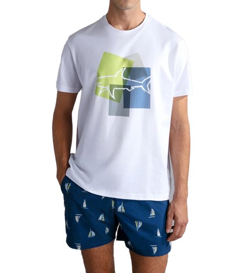 T-shirt homme PAUL & SHARK chemise en coton à la mode chemise à manches courtes chemise col rond 24411073 010 Blanc