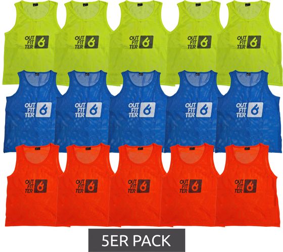 5er Pack Outfitter OCEAN FABRICS TAHI nachhaltiges Trainings-Leibchen Mannschaftssport OUT-U-3038-OTW Neon-Gelb, Neon-Orange oder Blau