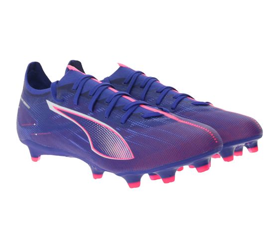 Zapatillas de fútbol PUMA ULTRA 5 PLAY Match FG/AG con suela SPEEDSYSTEM Zapatillas de entrenamiento con diseño de tacos FastTrax Zapatillas deportivas Zapatillas con cordones Accesorios de fitness 107687 01 Púrpura/Rosa/Azul