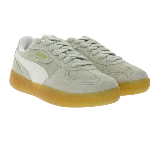 PUMA Palermo Moda Xtra Damen Echtleder-Schuhe Freizeit-Sneaker Low Schnür-Schuhe 400323 04 Beige/Weiß