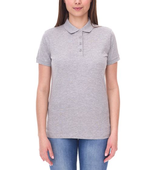 Polo femme SANTINO Mathias en coton biologique Polo avec patte de boutonnage à 4 boutons Chemise à manches courtes chinée 180 gr/m2 Gris