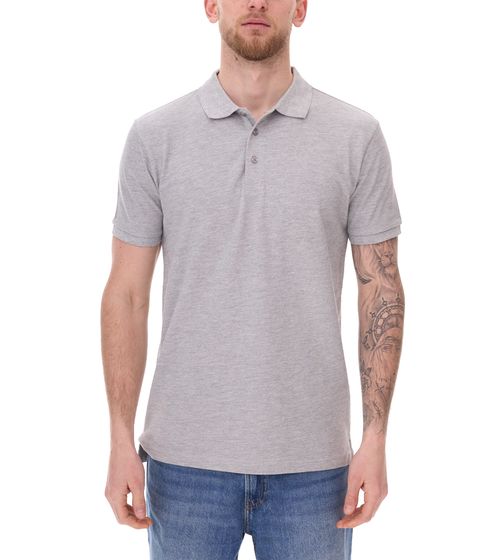 Polo de hombre SANTINO Mika de algodón orgánico Polo con tapeta de 3 botones Camisa de manga corta jaspeada 210 gr/m2 Gris