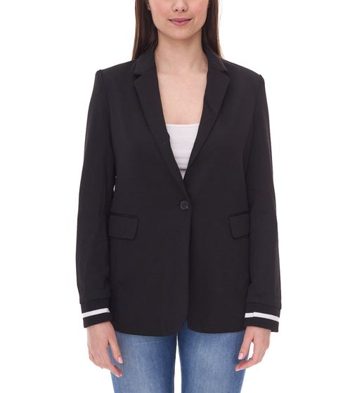 Blazer AjC pour femme, coupe boyfriend, longueur hanches, avec doublure et fermeture à un bouton 21639409 Noir