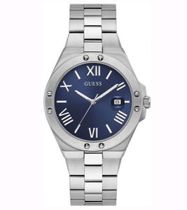 GUESS Perspective Herren Armbanduhr mit Datumsanzeige Quarz-Uhr 41mm Edelstahl-Uhr GW0276G1 Silber