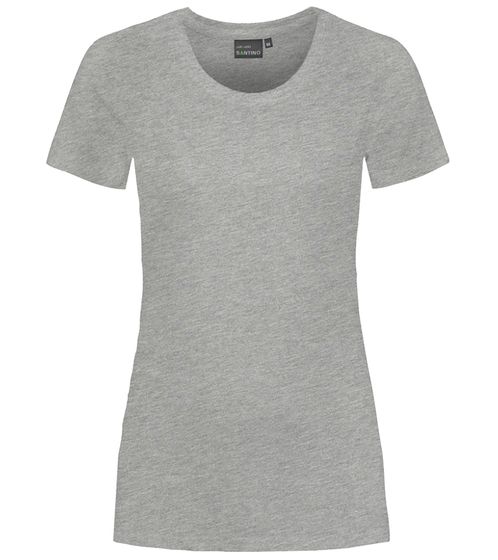 SANTINO Jaro Damen T-Shirt aus Bio-Baumwolle Kurzarm-Shirt Basic-Shirt meliert 160 gr/m2 Grau