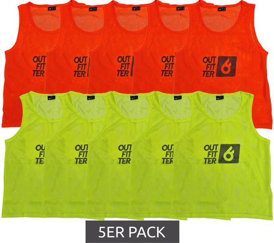 Pack of 5 Outfitter OCEAN FABRICS TAHI sustainable children's training vests for team sports OUT-K-3038-OTW neon orange or neon yellow