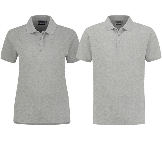 SANTINO Polo Mika in cotone biologico Polo con abbottonatura a 3 bottoni Camicia a maniche corte screziata 210 gr/m2 Grigio