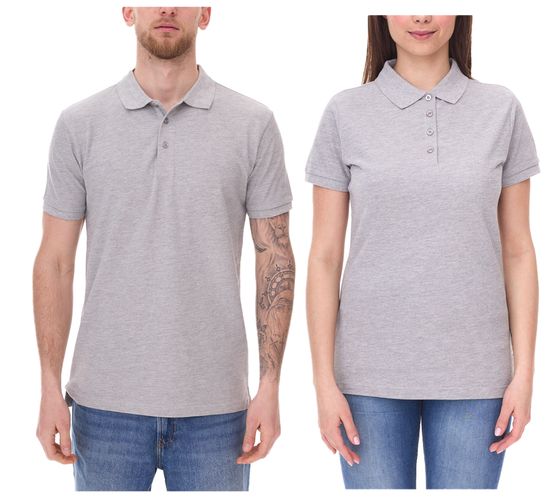 SANTINO Mika Polo-Shirt aus Bio-Baumwolle Polo-Hemd mit 3er Knopfleiste Kurzarm-Shirt meliert 210 gr/m2 Grau