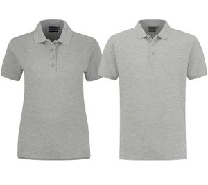 Polo SANTINO Mika de algodón orgánico Polo con tapeta de 3 botones Camisa de manga corta jaspeada 210 gr/m2 Gris