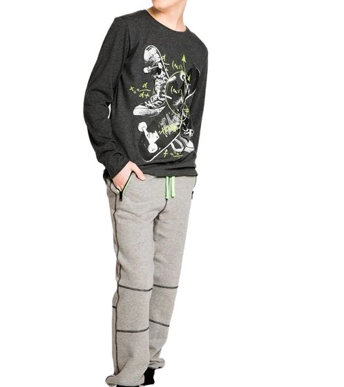 trendy children's long-sleeved shirt for boys with large front print summer shirt 968848 dark grey