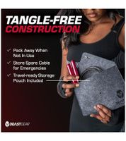 BEASTGEAR Elite Premium Corde à sauter en aluminium 3 m Corde à sauter de fitness rapide pour la boxe de fitness avancée, le MMA, le HIIT, la musculation et les entraînements Double Unders Rouge/Noir