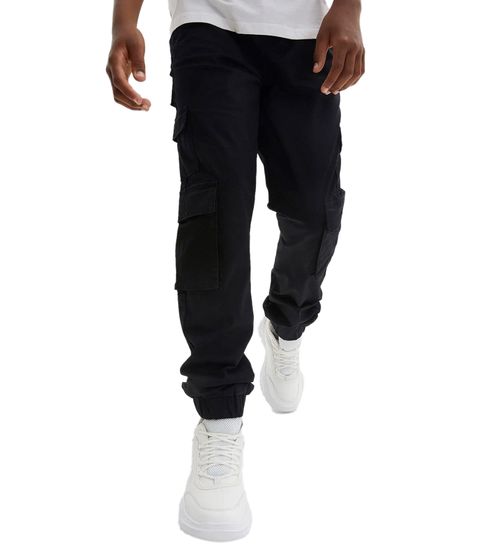 Comfortable children's cargo pants for boys, stylish cotton pants, leisure pants 918740 black