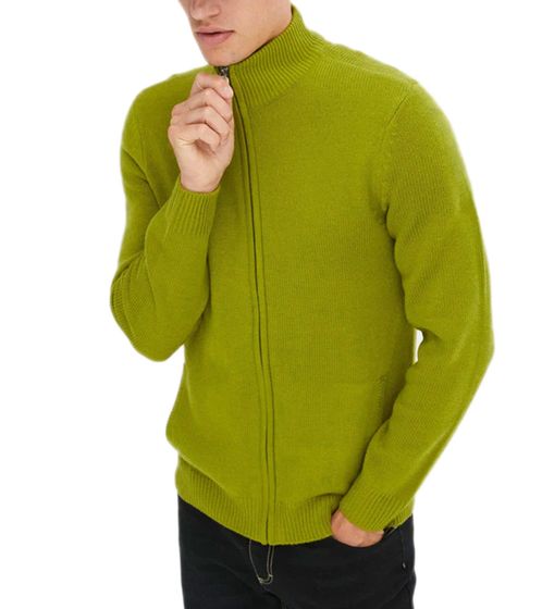 Men's modern knitted jacket, transitional jacket, leisure jacket 913512 green