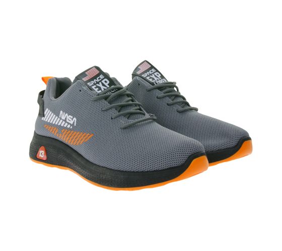 BEYOND THE RAINBOW Zapatillas casuales para hombre con inscripción de la NASA Zapatillas de deporte para uso diario GNS-528 Gris/Naranja