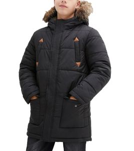 Children's winter jacket for boys outdoor jacket with hood and fur edge snow jacket 926420 black