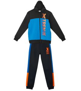 tuta termica elegante per bambini per ragazzi e ragazze pantaloni da jogging con giacca 918372 nero/blu