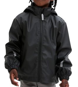 Kinder Regen-Jacke für Jungen und Mädchen Outdoor-Jacke mit Kapuze und Fleece-Futter 936732 Schwarz