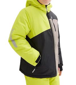 Veste de snowboard pour enfants pour garçons Veste d'extérieur avec capuche et pare-neige 919554 Vert/Noir/Gris