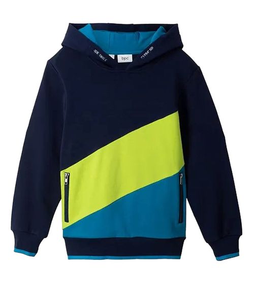 Felpa con cappuccio per bambini per ragazzi felpa invernale in cotone sostenibile 924287 blu/verde