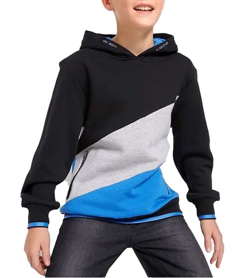 Felpa con cappuccio per bambini per ragazzi felpa invernale in cotone sostenibile 924304 nero/grigio/blu