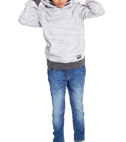 Maglione per bambini per ragazzi Felpa con cappuccio in cotone in look melange Maglione con cappuccio 924397 Grigio