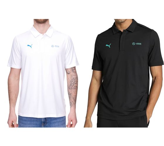 Polo à manches courtes PUMA X Mercedes-Benz AMG Petronas F1 MAPF1 LS pour homme 621134 Blanc ou noir