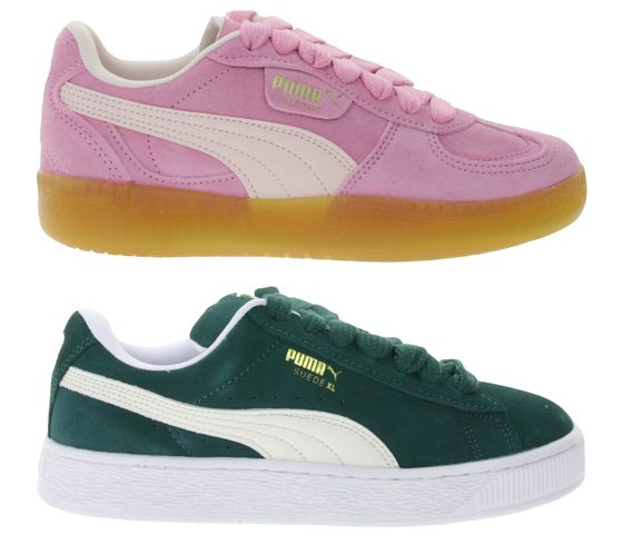 Chaussures en cuir véritable pour femmes PUMA Palermo Moda Xtra Baskets décontractées Chaussures basses à lacets 400323 Rose ou vert