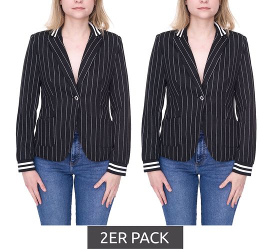 2er Pack AjC Blazer Damen Business-Jacke mit Ein-Knopf-Verschluss Blazer Anzug-Jacke 36873246 Schwarz