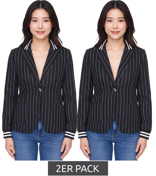 Pack de 2 Blazers AjC para mujer, chaqueta de negocios con cierre de un botón, chaqueta de traje, color negro 36873246