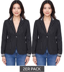 2er Pack AjC Blazer Damen Business-Jacke mit Ein-Knopf-Verschluss Blazer Anzug-Jacke 36873246 Schwarz