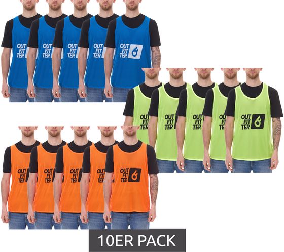 Pack of 10 Outfitter OCEAN FABRICS TAHI sustainable training vests for team sports OUT-U-3038-OTW neon yellow, neon orange or blue