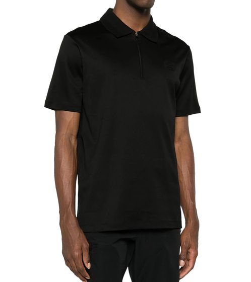 PAUL & SHARK Herren Polo-Shirt mit Reißverschluss Baumwoll-Shirt Kurzarm-Hemd 13311724 011 Schwarz