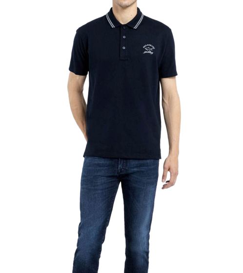 PAUL & SHARK Polo da uomo con strisce sul colletto Camicia in cotone Camicia a maniche corte 12311734 011 Nero