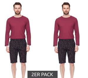 2er Pack modische Herren Stretch Bermuda Chino-Shorts Slim-Fit florale Baumwoll-Bermuda 913508 Schwarz