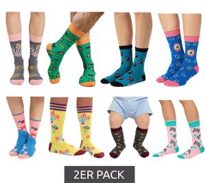 6 Paar Moustard Baumwoll-Socken mit tierischen, blumigen und Retro-Prints gemusterte lange Strümpfe Grau/Grün/Blau/Rosa/Gelb